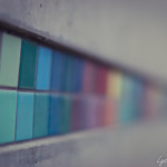 colored tiles - photo of colored tiles - shallow depth of field - bokeh - fine art photography - wall
