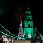 balboa park, san diego, december nights, california tower, night, lights, christmas, urban photography